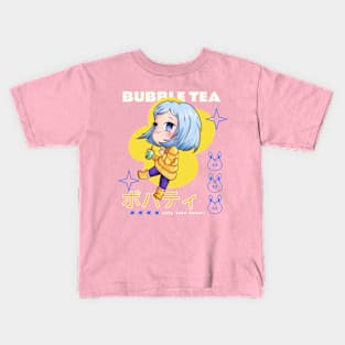 Kawaii Bubble Tea Boba Cute Anime Girl Kids T-Shirt